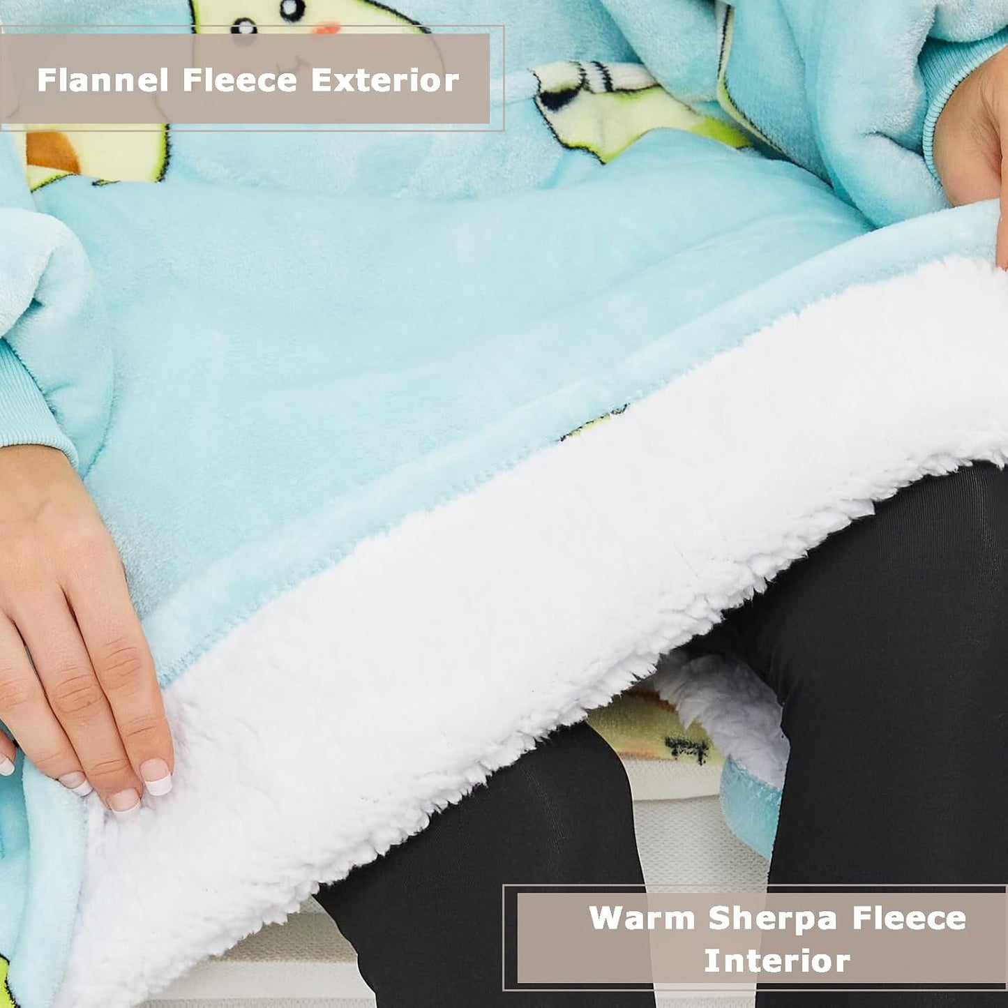 THREE POODLE Wearable Blanket Hoodie for Women, Oversized Sherpa Sweatshirt Blanket for Adults Men, Cozy Hooded Blankets, Gifts for Teen Girls Women Mom Sister