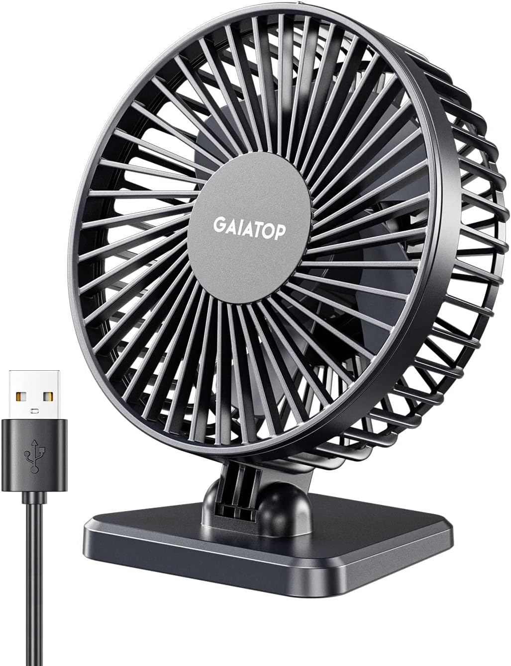 Gaiatop USB Desk Fan, Small But Powerful, Personal Portable Quiet 3 Speeds, Adjustable Mini Table Desktop fan for Cooling Home Office Car Summer Travel Gifts Blue