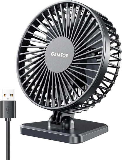 Gaiatop USB Desk Fan, Small But Powerful, Personal Portable Quiet 3 Speeds, Adjustable Mini Table Desktop fan for Cooling Home Office Car Summer Travel Gifts Blue