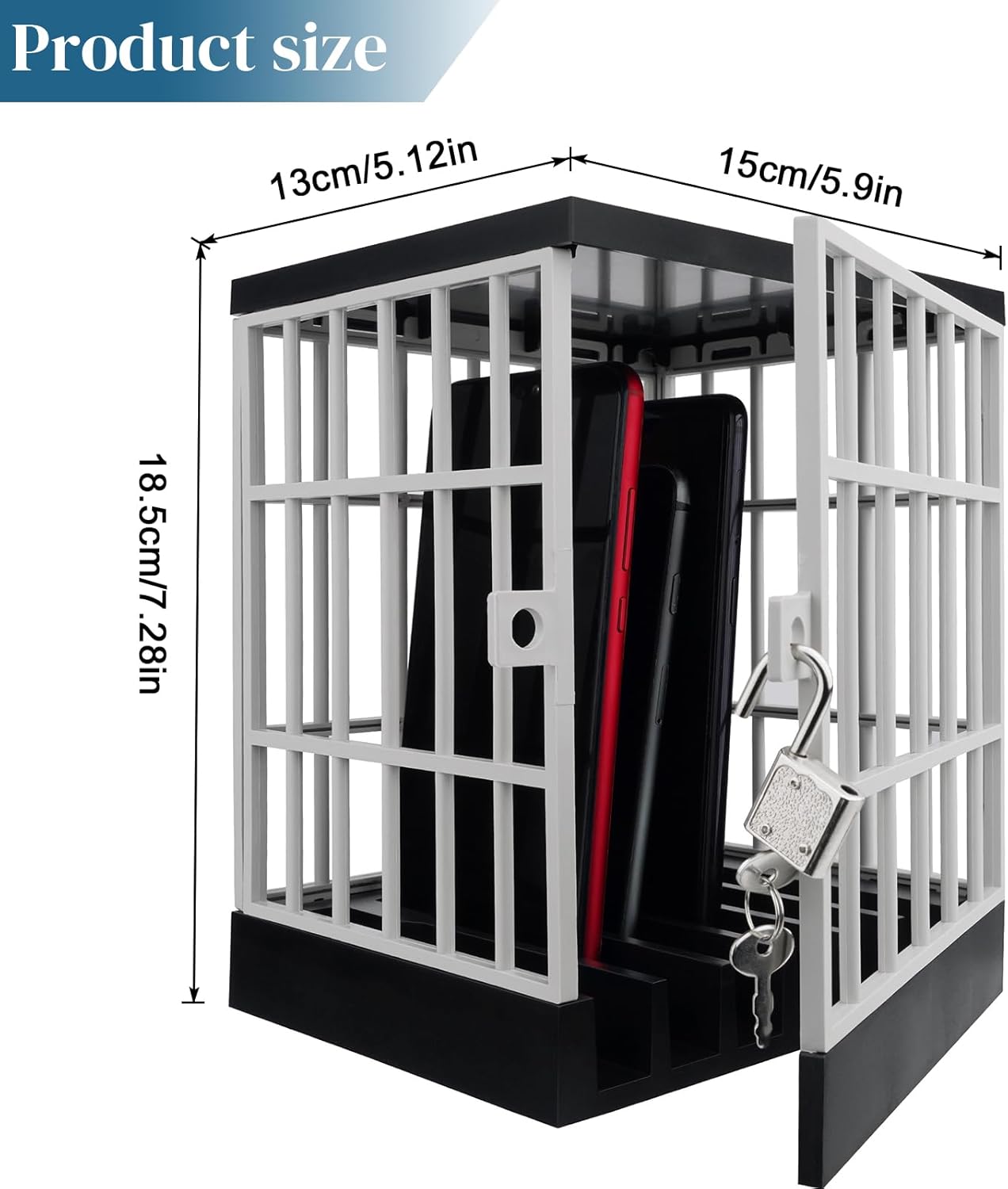 Gemaxvoled Cell Phone Jail-Phone Cage with Lock and Key, Phone Lock Box, Cell Phone Locker for Classroom/Family