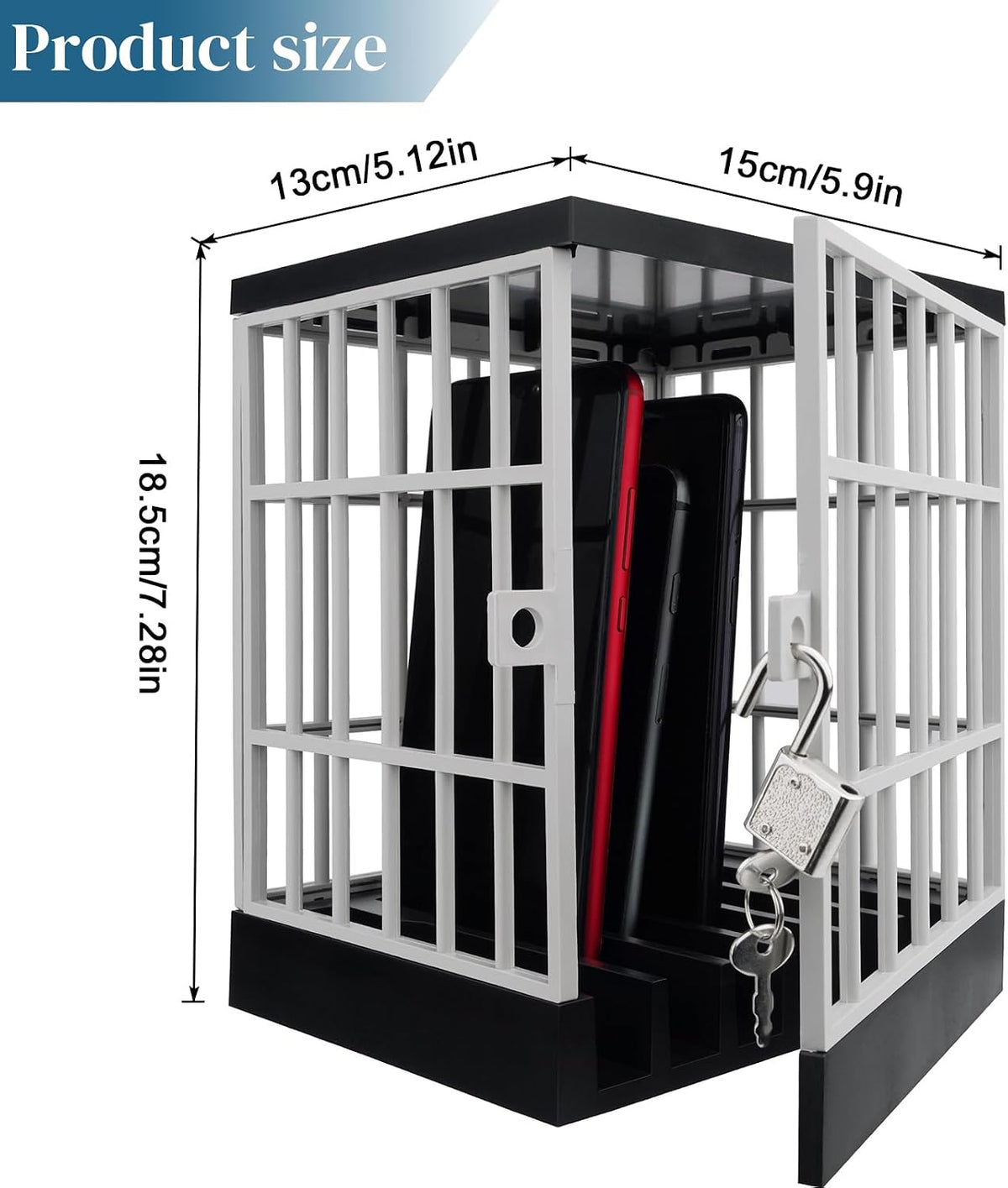 Gemaxvoled Cell Phone Jail-Phone Cage with Lock and Key, Phone Lock Box, Cell Phone Locker for Classroom/Family