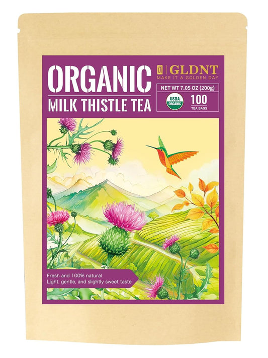 GLDNT Organic Milk Thistle Tea, Organic Milk Thistle Seed Herbal Tea 100 ct
