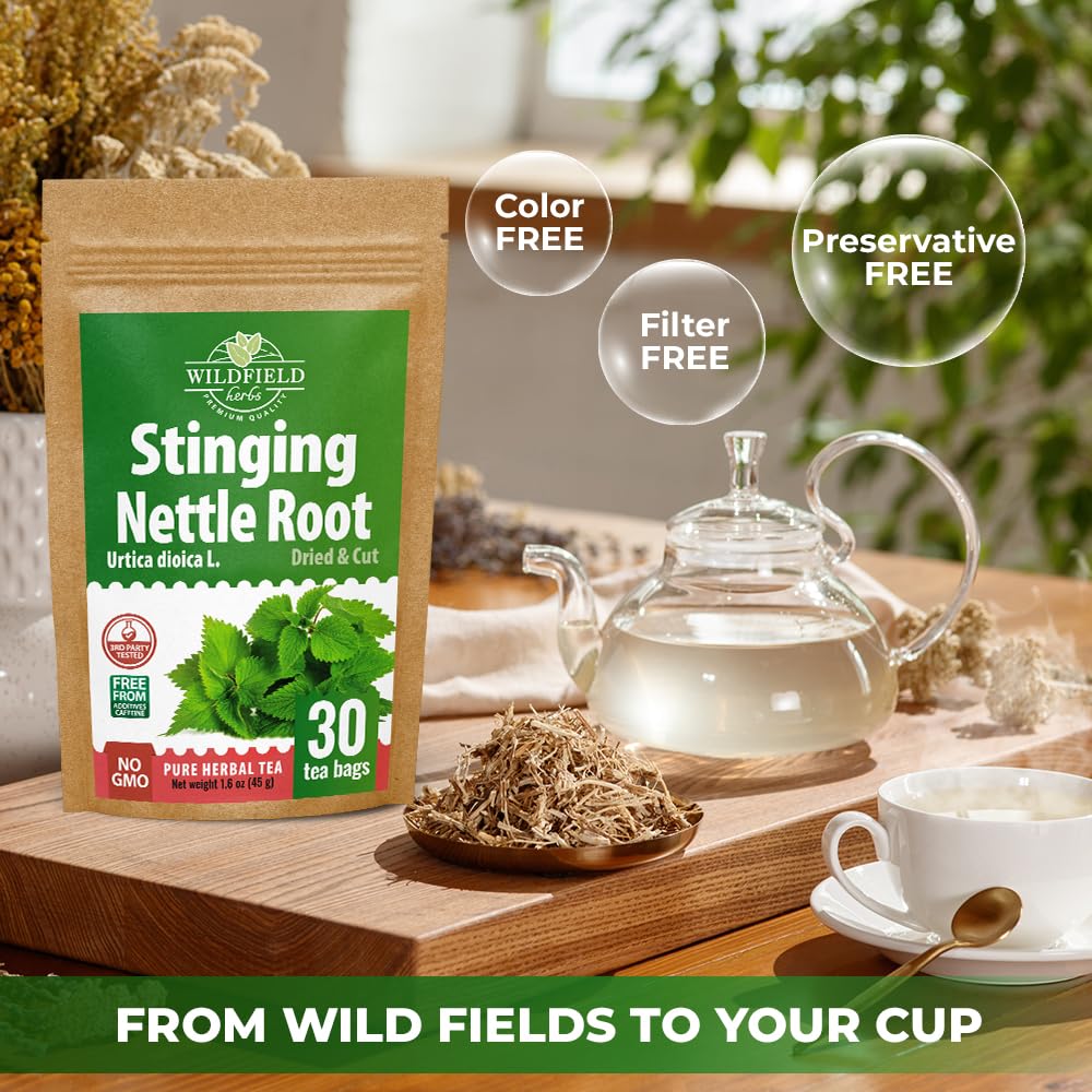 30 Bags Nettle Root Dried Stinging Nettle Root Herbal Tea - 30 Count 1.5g Bags Herb Tea Raíz De Ortiga