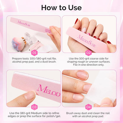 MelodySusie 16Pcs Professional Nail Buffer Kit,Nail Files and Buffers,Nail Buffer Block,Nail Brush, Nail File Buffers Kit for Natural Nails,DIY,Home Use,Salon（100/180 Grit）