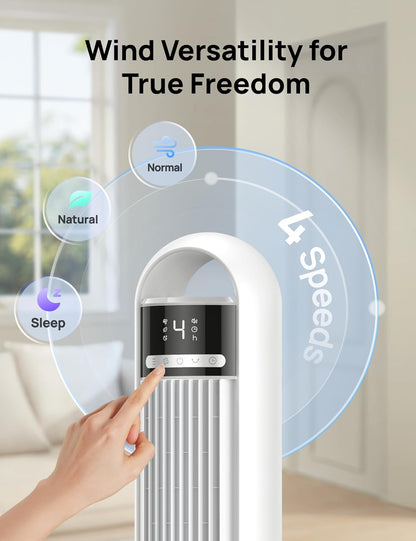 DREO Smart Tower Fan for Bedroom, 28ft/s Velocity, 8 Speeds Ultra Quiet Fan