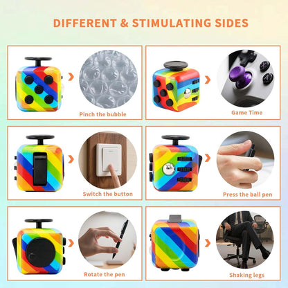 Fidget Cube for Adults, 4-Pack Cube Fidget Anxiety Relief, Silent & Audible Fidget Cube for Anxiety Relief, Handheld Sensory Toy for ADD/ADHD/OCD, Focus & Relaxation