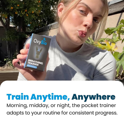 Oxy Respiratory Trainer | Breathe Easier with Stronger Lungs | Made with High Grade Silicone | Breathing Exercise Device for Lungs | Portable | Adjustable Resistance Settings | Black