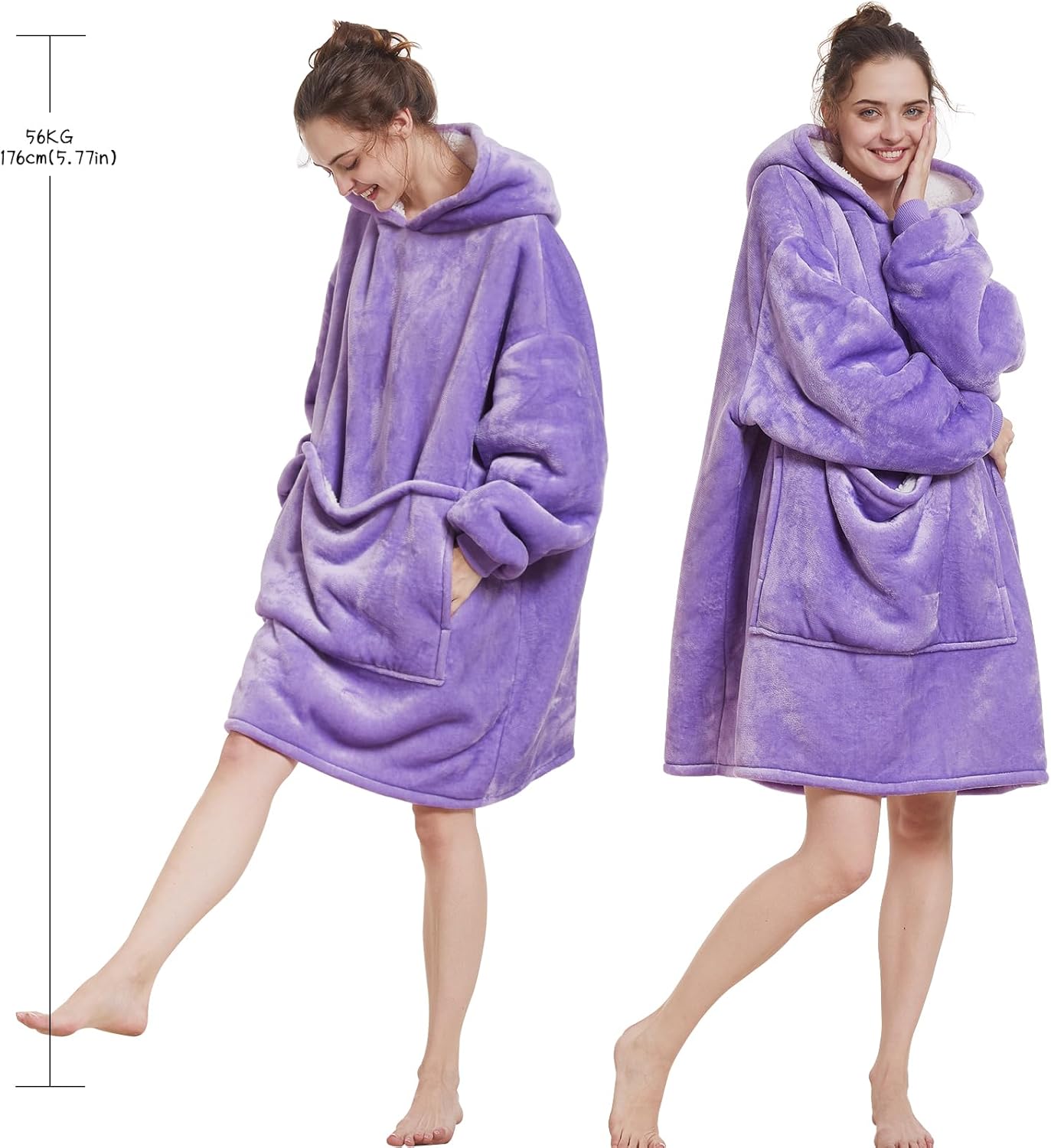 Aemilas Wearable Blanket Hoodie - Warm Sherpa Blanket Sweatshirt as Gifts for Adult Women Mom Men, One Size Fits All