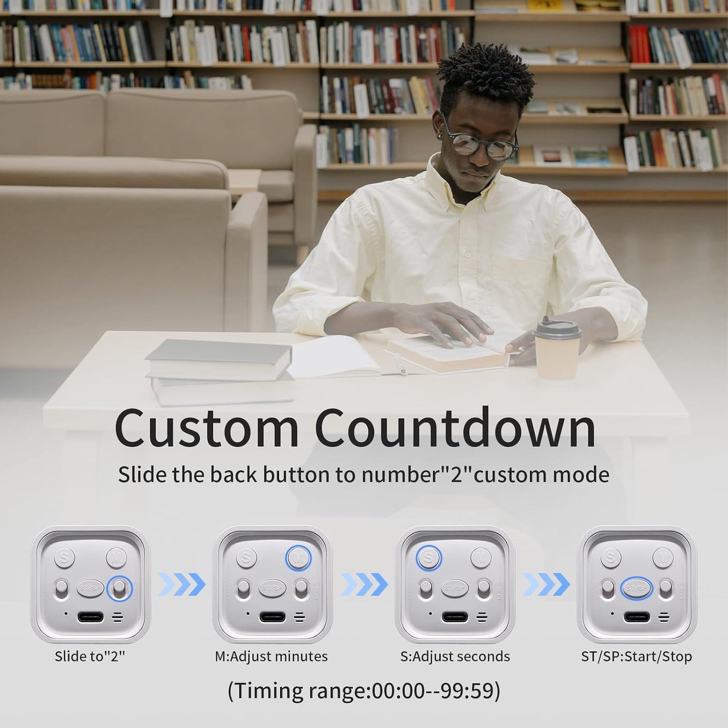 Productivity Timer Flip Gravity Sensor Cube Timer Countdown & Countup,Mute & Vibrate & Sound，5/10/30/60min & Custom Timing, Perfect for ADHD,Work,Learning,Kitchen Cooking (1White)