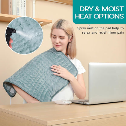 Heating Pad for Period Cramps, Heating Pad for Back/Neck/Shoulder Muscle Pain, 6 Heating & 4 Timer Setting, Auto Shut Off, Dry/Moist Heat & Machine Washable, Birthday Christma s Gifts for Women Mom