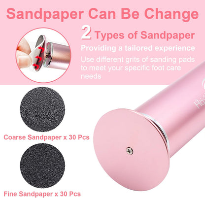 HayZBao Electric Foot Callus Remover - Electric Callus Remover for Feet,Foot Scrubber with 60 Pcs Sandpaper Discs,Professional Pedicure Tool for Dead Skin - Black