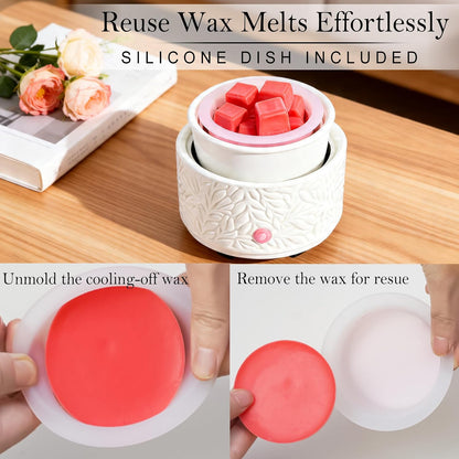 Wax Melt Warmer 3-in-1 Electric, Ceramic Wax Burner for Scented Wax & Essential Oil – Fast Heating, Flame-Free Aromatherapy for Home Office, White