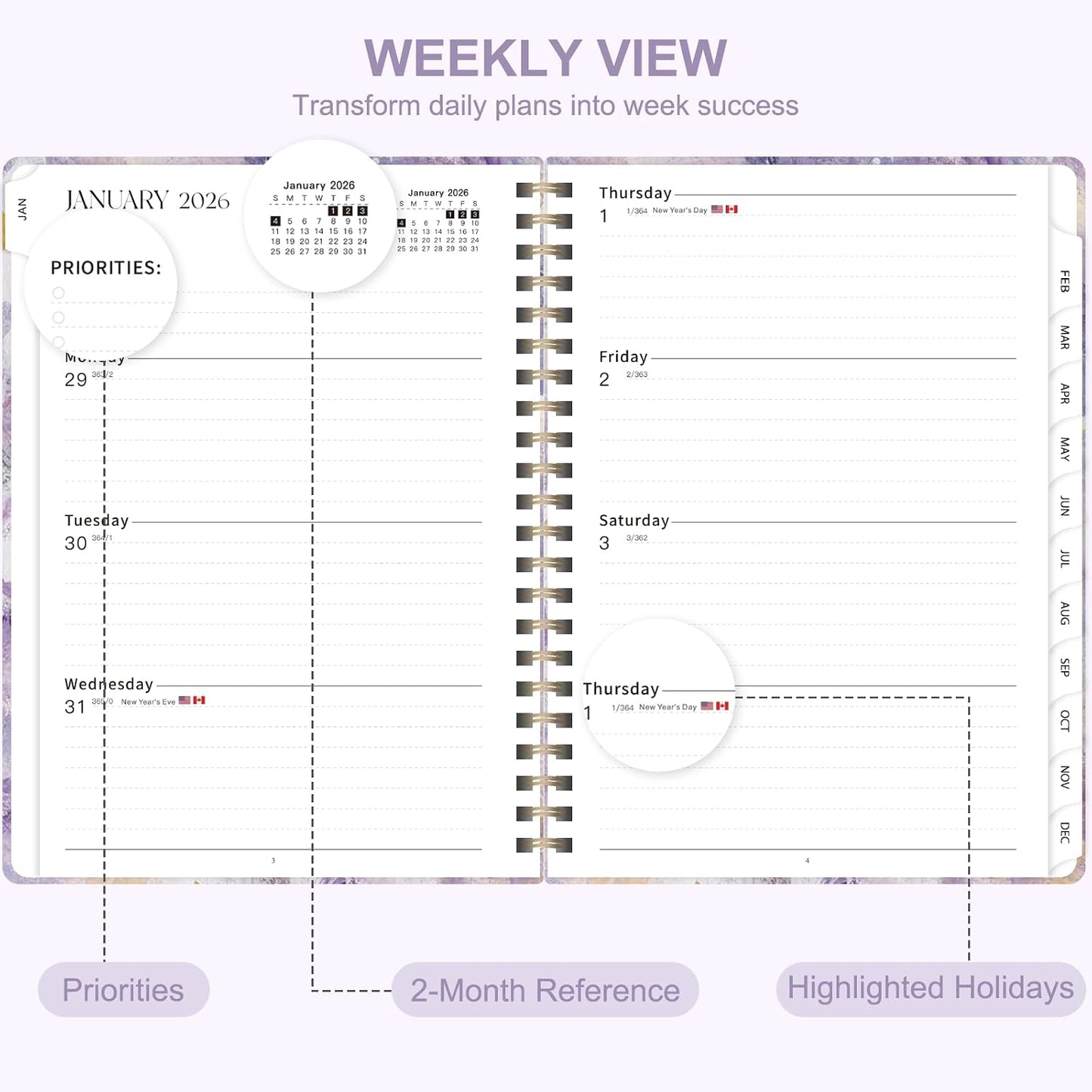 Weekly To Do List Notepad, 52 Sheets, Undated Weekly Planner, Letter Size | 8.5"x11", 100GSM, Thick Paper, Twin-Wire Spiral Bound, Tear Off Desk Pad, For Women & Man, Home School & Office Work