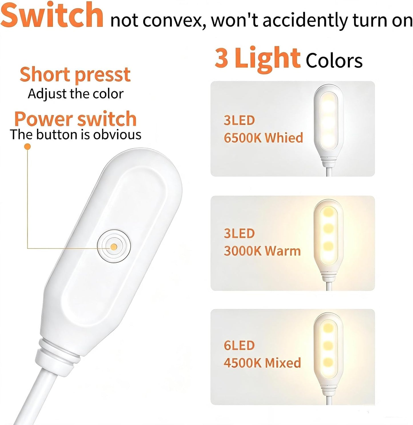 4 Pack Reading Light with 3 Color Temperature, 6 LED Book Clip Lamp for Reading in Bed, Easily Clip on to a Small Mini Lightweight Book Lights for Read Book Lovers