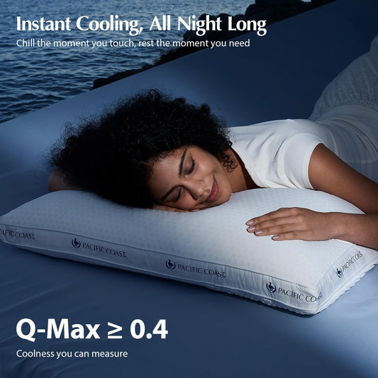 Pacific Coast ArcticLayer Adjustable Cooling Pillows, Standard Size 2 Pack, Hotel Pillows for Hot Sleepers, Oeko-TEX Certified, Removable Pads with Snap Buttons, Breathable Support for Night Sweats