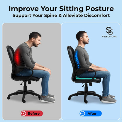 SelectSoma Double-Thick Gel Seat Cushion for Long Sitting Pressure Relief for Back, Sciatica, Coccyx, Tailbone Pain - Cushion for Airplane Travel, Office Chair, Wheelchair, Car & Truck - Egg Seat Pad