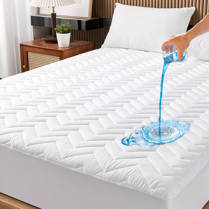UNILIBRA Queen Mattress Protector Waterproof, Deep Pocket Mattress Pad Cover Fits to 6''-21'', Breathable Hollow Cotton Filling Quilted Mattress Protector for Queen Size