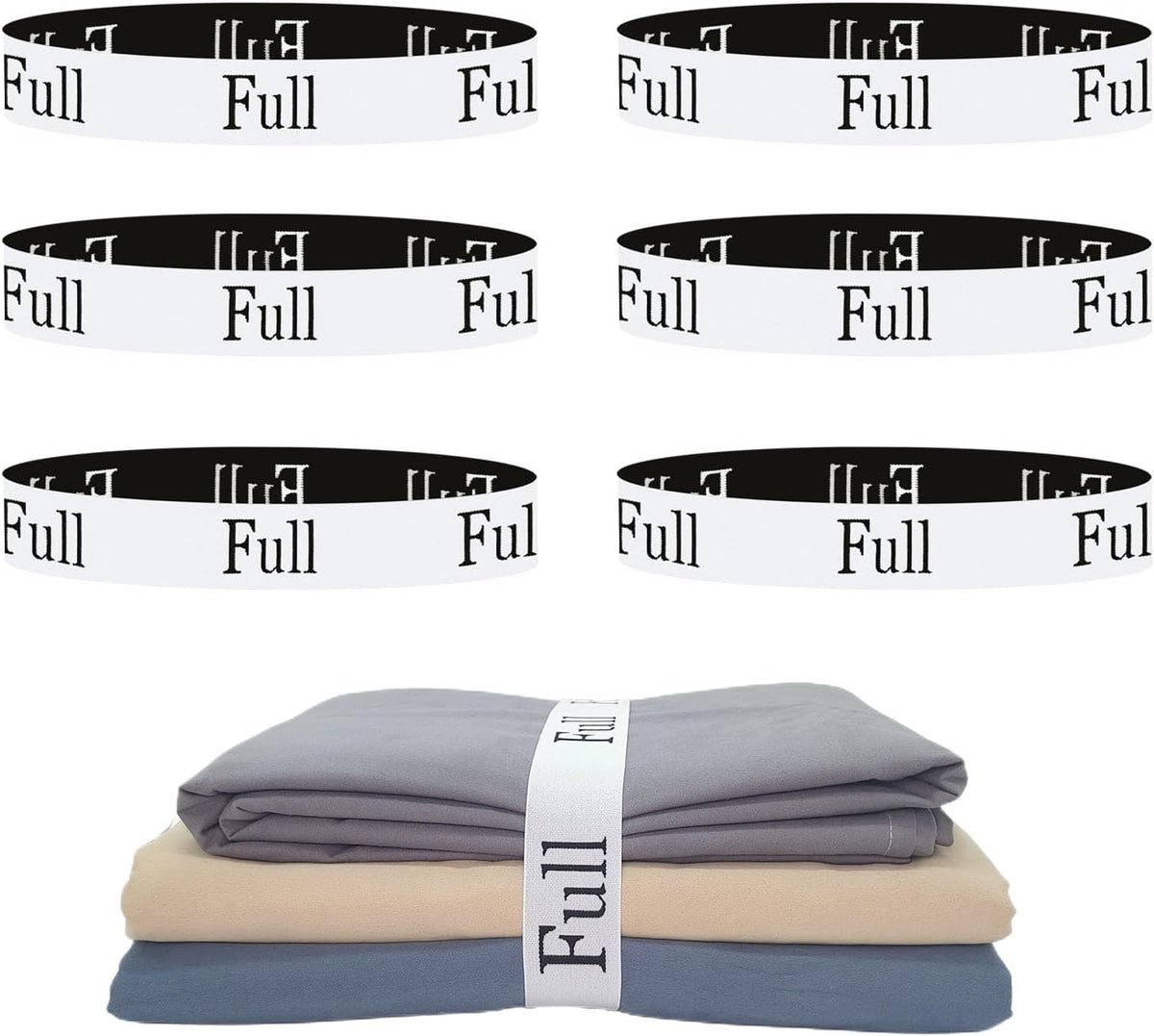 Bed Sheet Organizer Bands, Sheet Organizers and Storage Label Bands, Sheet Label for Bedding, Sheets Organizer for Closet,Sheet Keepers Linen Labels Bedding Bands (Queen)