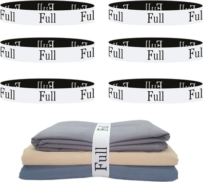 Bed Sheet Organizer Bands, Sheet Organizers and Storage Label Bands, Sheet Label for Bedding, Sheets Organizer for Closet,Sheet Keepers Linen Labels Bedding Bands (Queen)