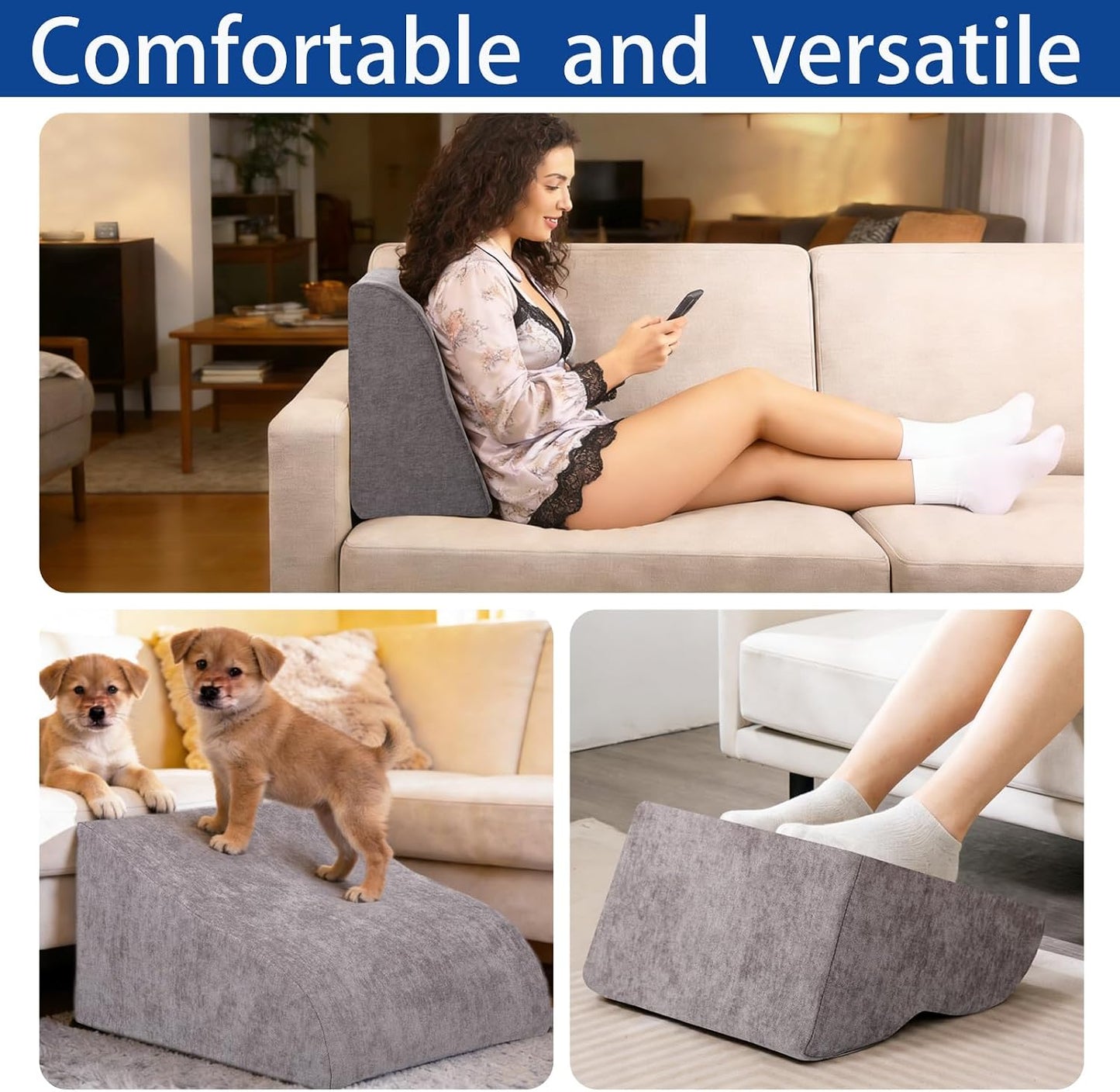 Foot Rest for Under Desk at Work, Ergonomic Under Desk Footrest with Washable Cover for Office, Home & Gaming Leg Elevation Pillow Black