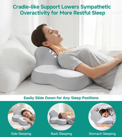 Bed Wedge Pillow for Headboard, 2026 Upgraded 2nd-Gen 10 Inch Memory Foam Wedges for Sleeping Apnea, Acid Reflux, Snoring & Back Pain Relief, Cervical Neck Pillows, Ergonomic Pillow (Dark Grey)