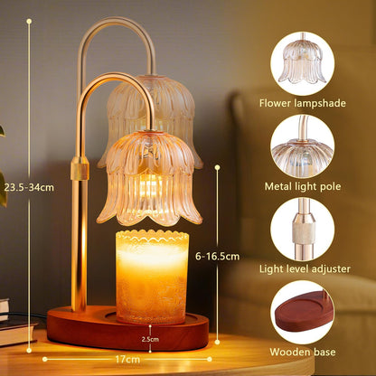 CRMILL Candle Warmer Lamp Electric Timer - Candles Warming Light Height Adjustable Dimmable Warmers Flower Lamps No Flame Heat Warm Melt Wax Jar Modern Home Decor Table Lights for Home Living Bedroom