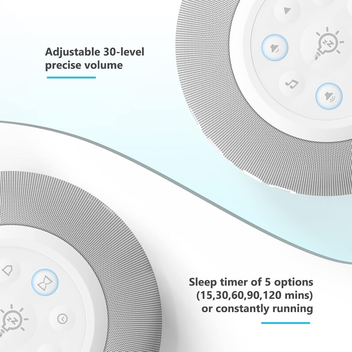 REACHER Auto-Dimmable Sound Machine Alarm Clock with 20 Sounds&Night Light