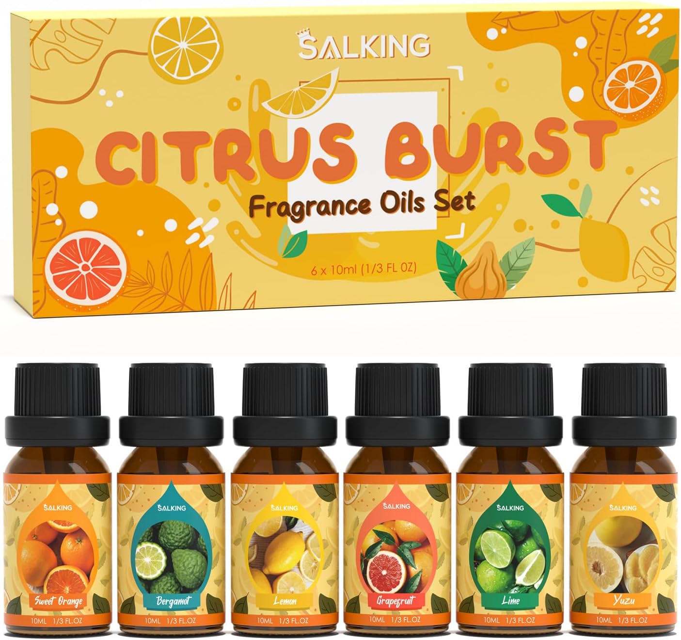SALKING Floral Essential Oils Set, Premium Pure and Natural Essential Oils, Fragrance Oil Scented Oils for Oil Diffusers 6 x 10 ML - Lavender, Rose, Jasmine, Cherry Blossom, Gardenia, Chamomile