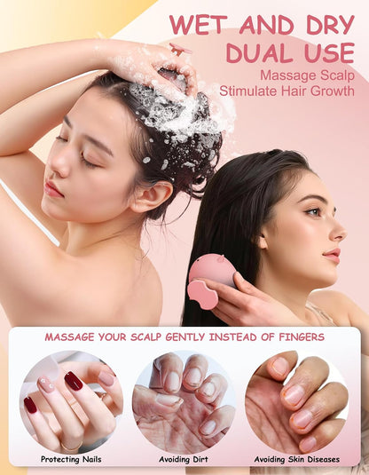 Scalp Massager Hair Growth, Silicone Scalp Scrubber Shower Shampoo Brush | One-Piece Silicone Scalp Exfoliator, Wet & Dry Hair Care, No Seams to Trap Water or Grime, Flakes and Buildup
