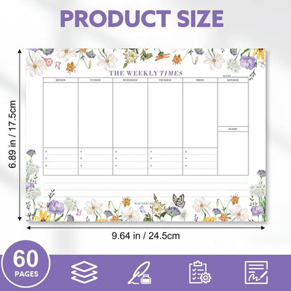 60 Sheets Weekly Pad, Tear Off Weekly Planner Notepad with Daily Schedule Weekly to Do List Notepad（7x10” ）