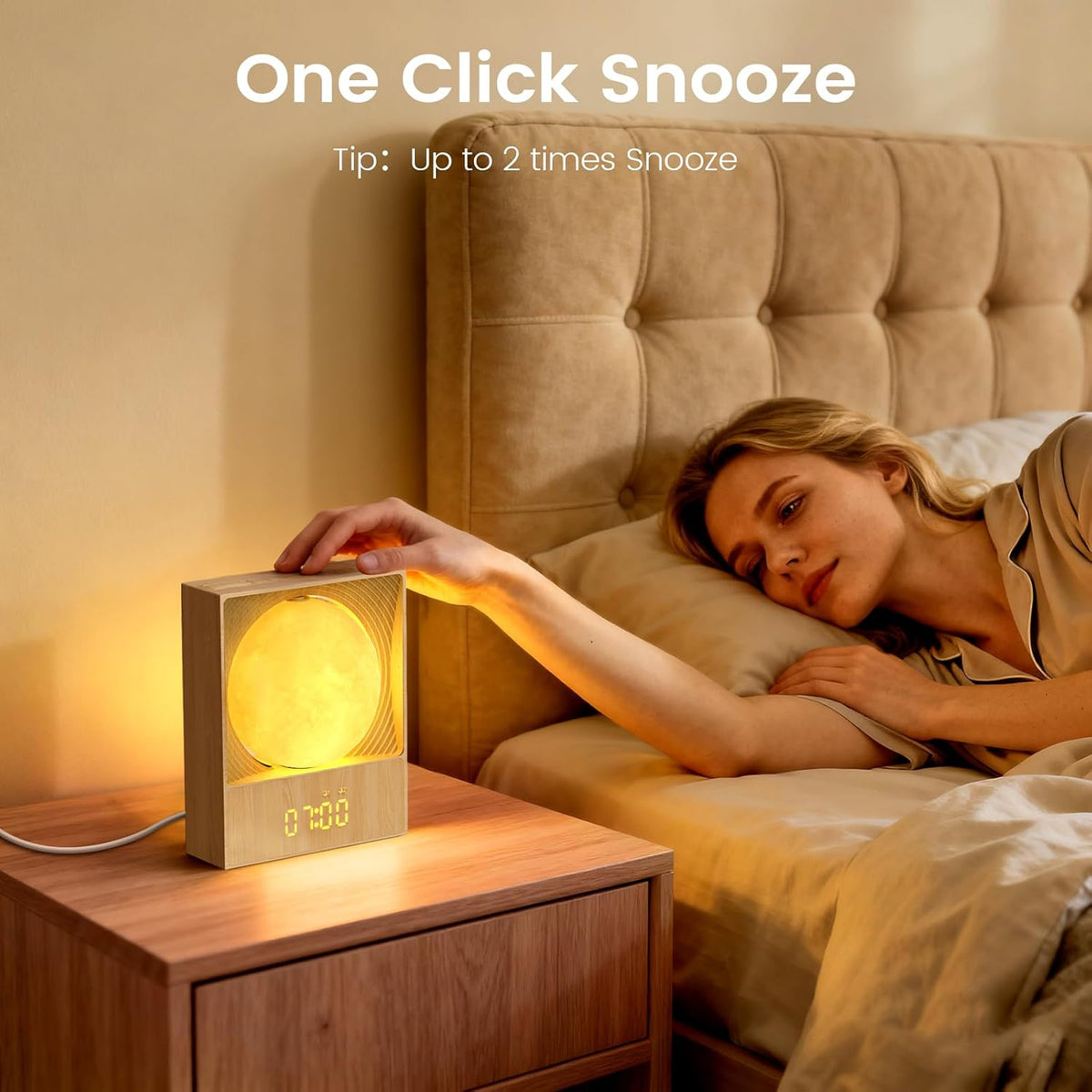 Sunrise Alarm Clock, White Noise Machine, Wood Grain