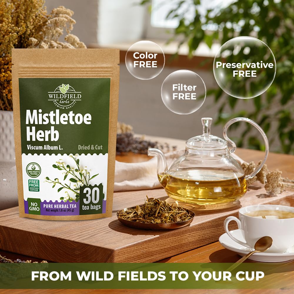 30 Bags Dried Mistletoe Herb Tea (Viscum) - 30 Count 1.5g Tea Bags Mistletoe Herb Muerdago