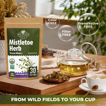 30 Bags Dried Mistletoe Herb Tea (Viscum) - 30 Count 1.5g Tea Bags Mistletoe Herb Muerdago