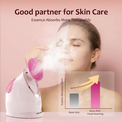 EZBASICS Facial Steamer, Nano Ionic Warm Mist for Facial Deep Cleaning Blue