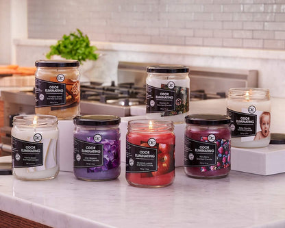 Vanilla Bean Odor Eliminating Highly Fragranced Candle - Eliminates 95% of Pet, Smoke, Food, and Other Smells Quickly - Up to 80 Hour Burn time - 12 Ounce Premium Soy Blend - Colors A
