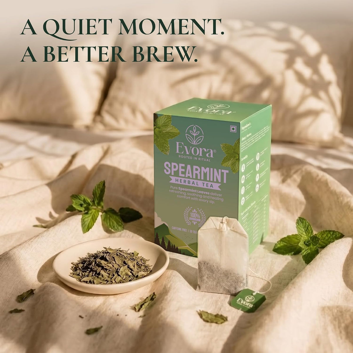 EVORA Spearmint Tea - 30 Double Chamber Bags of Dried Spearmint Tea Leaves