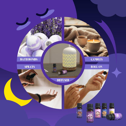 SALKING Floral Essential Oils Set, Premium Pure and Natural Essential Oils, Fragrance Oil Scented Oils for Oil Diffusers 6 x 10 ML - Lavender, Rose, Jasmine, Cherry Blossom, Gardenia, Chamomile