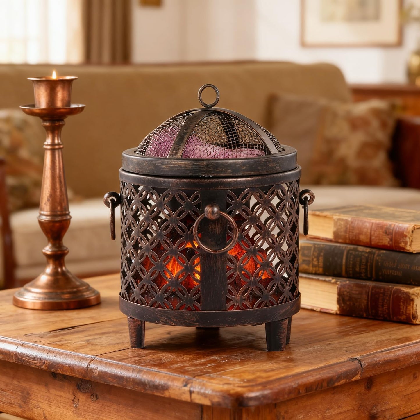 Dicimi Wax Melt Warmer,4-in-1 Electric Wax Melter,Oil Burner,Fireplace Wax Warmers, for Home Office Bedroom Aromatherapy Present and Decorations (Bronze, Fireplace Stove)