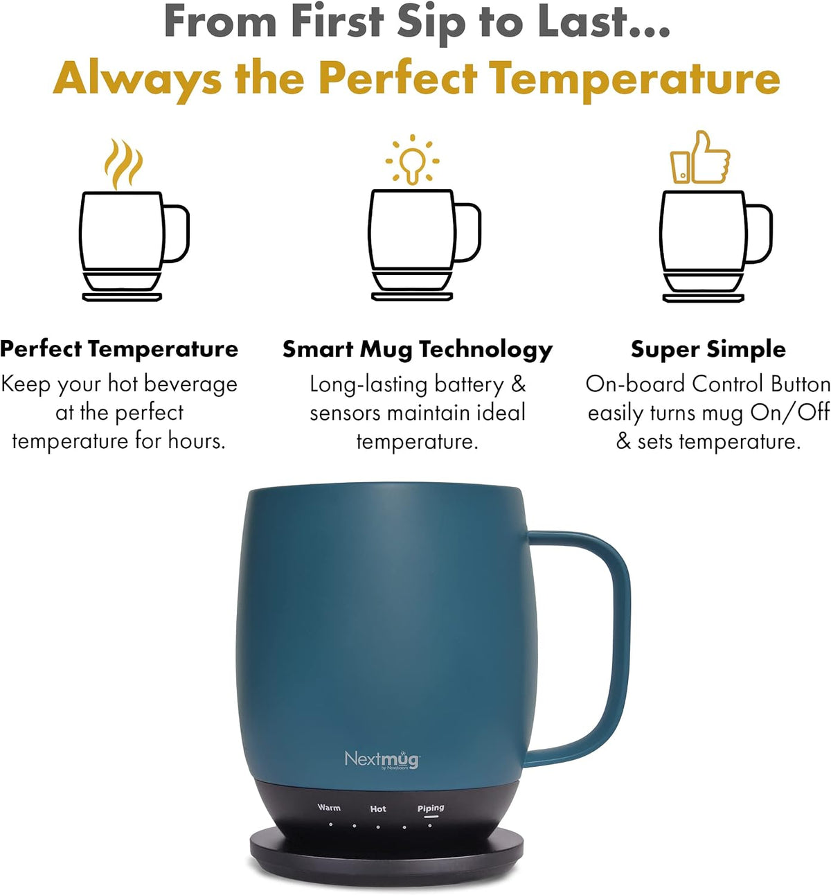 Nextmug - Temperature-Controlled, Self-Heating Coffee Mug