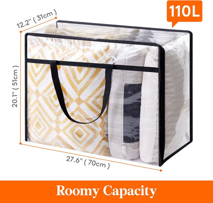 Lifewit 45L Clear Clothes Storage Bags,Plastic Foldable Blanket Storage Bag