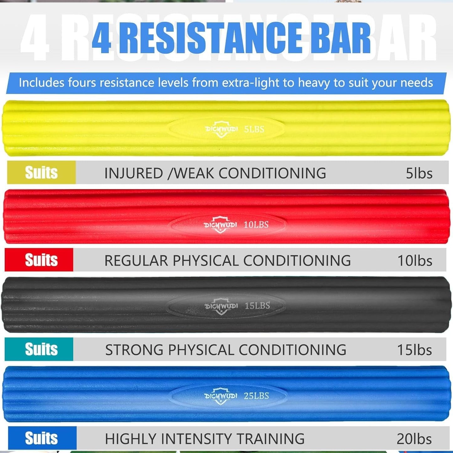 DICYWUDI Flex Therapy Bar and Grip Strength Trainers Set, Physical Therapy & Resistance Bar for Golfers Elbow,Tendinitis,Wrist,Forearms Pain, Improve Grip Strength and Relieve Pain