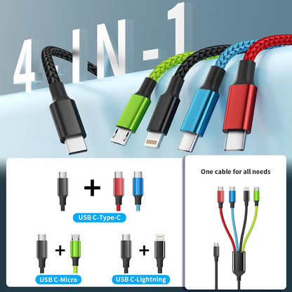 4 in 1 Multi Charging Cable, 5FT Charging Cords for Multiple Devices