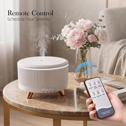 Premium Ultrasonic Essential Oil Diffuser: 500ML Large Capacity, 7-Color Mood Lighting, Remote Control, Timer, Cool Mist Humidifier for Long-Lasting Aromatherapy in Home, Bedroom, Yoga (White)