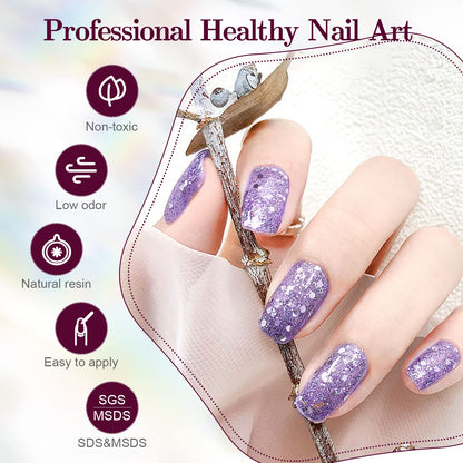JODSONE Gel Nail Polish Kit 60 PCS with U V Light Soak off Base Top Coat 55 Shine Colors Gel Nail Kit Bright and Dark Brown Wine Red Series Manicure Set for Women and Girls