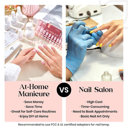 Beetles Press On Nail Kit-Short Square French Tip Press On Nails, 150Pcs Pink French Nail Tips with Nail Glue & Remover Builder Top Coat Nail Lamp, All-in-One DIY Fake Nails Gift for Women