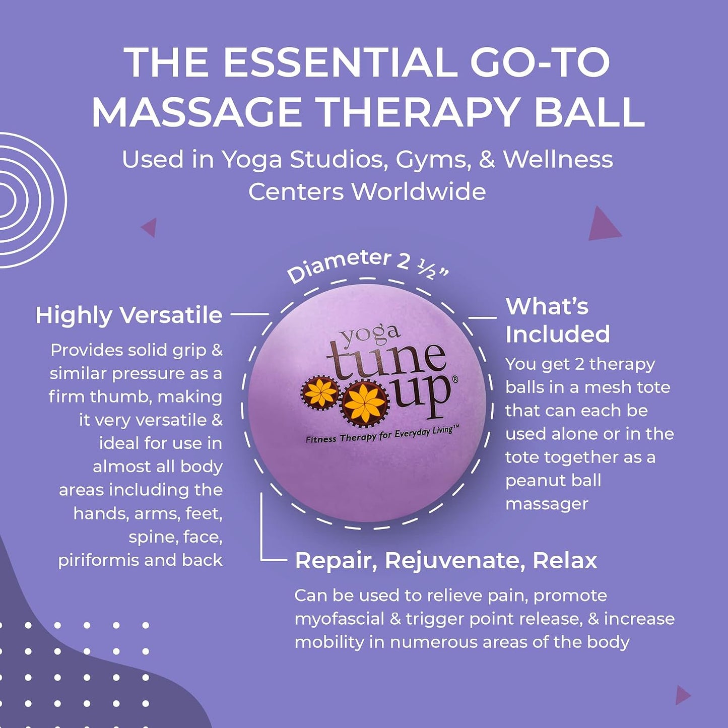 YOGA TUNE UP® Therapy Balls in Tote by Tune Up Fitness - Massage Balls for Trigger Point, Pressure Point & Myofascial Release - Use as Single or Peanut Ball for Pain Relief & Relaxation (Apple Green)
