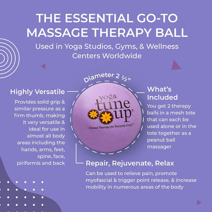 YOGA TUNE UP® Therapy Balls in Tote by Tune Up Fitness - Massage Balls for Trigger Point, Pressure Point & Myofascial Release - Use as Single or Peanut Ball for Pain Relief & Relaxation (Apple Green)
