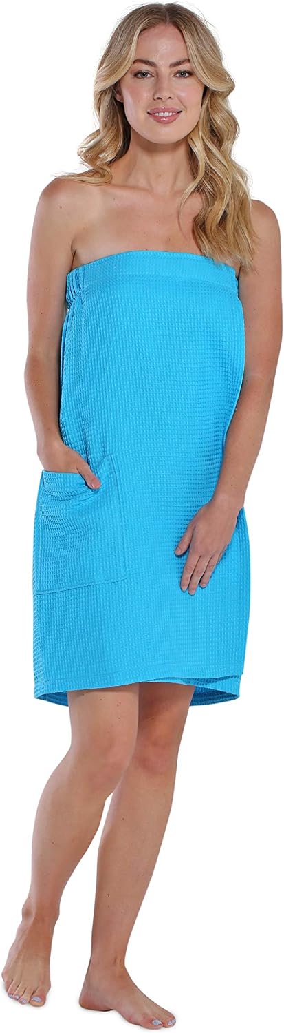 Turquaz Lightweight Knee Length Waffle Robes For Women Spa Bath Waffle
