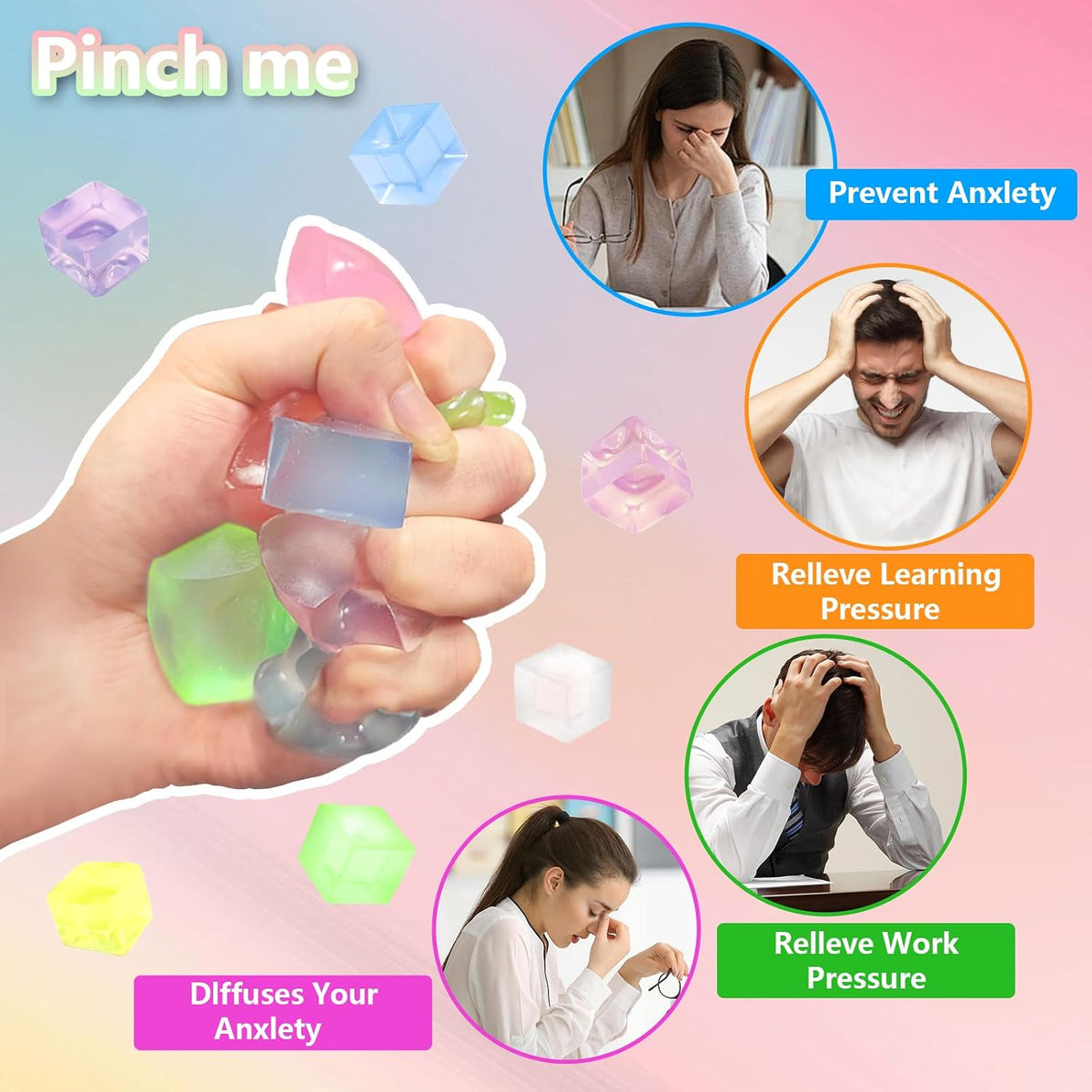 24 Pcs Fidget Stress Balls Bulk, Squeeze, Mini Stress Balls to Adult Birthday Easter Day Gifts Fathers Day