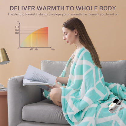 VENTIMI Electric Blanket Heated Throw, 50" x 60" Heated Blanket with 5 Heat Levels & 3 Hours Auto Off, Fast Heating Blankets with ETL & FCC Certification, Grey
